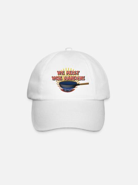 we must wok harder - funny motif with wok - Baseball Cap - white/white