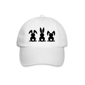 Kaninchen-Silhouette. Frohe Ostern oder Osterfeier. Ei. - Baseballkappe - Weiß/Weiß - Vorne