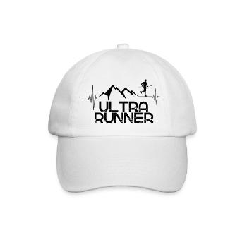 Ultra Runner mountains & heartbeat - Baseball Cap - white/white - Front
