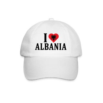 T-Shirt Ich liebe Albanien T-Shirt Shqiperia - Baseballkappe - Weiß/Weiß - Vorne