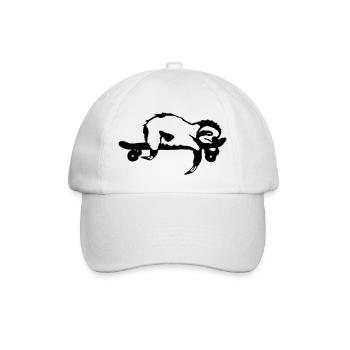 Faultier Skateboard Geschenkidee - Baseballkappe - Weiß/Weiß - Vorne