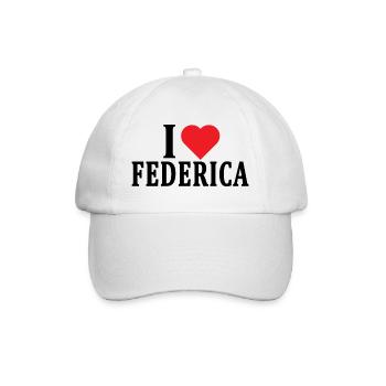 T-Shirt Ich liebe Federica T-Shirt Geschenkidee - Baseballkappe - Weiß/Weiß - Vorne