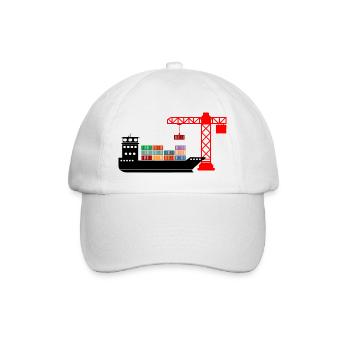 Bateau porte-conteneurs maritime avec déchargement de grue 2 - Casquette classique - blanc/blanc - Devant
