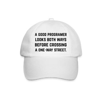 Ein guter Programmierer schaut von 2 Seiten - Baseballkappe - Weiß/Weiß - Vorne