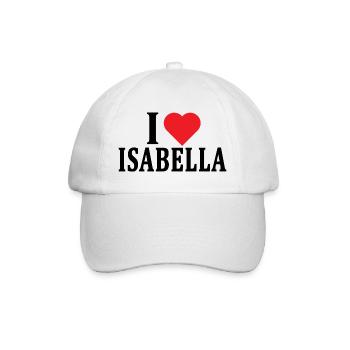 T-Shirt Ich liebe Isabella T-Shirt Geschenkidee - Baseballkappe - Weiß/Weiß - Vorne