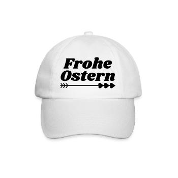 Frohe Ostern, Ostergruß mit Pfeil und Herz, Ostern - Baseballkappe - Weiß/Weiß - Vorne