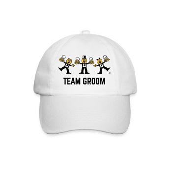 Team-Bräutigam (Junggesellenabschied, Karikatur, Tanz, 3C, B) - Baseballkappe - Weiß/Weiß - Vorne