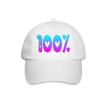 100 Hundert - Prozent - FOKUS LEISTUNG - Baseballkappe - Weiß/Weiß - Vorne