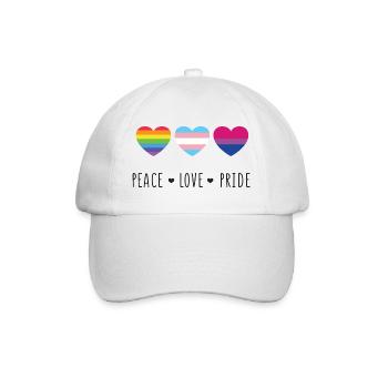 Pride Month LGBT - Peace, Love, Pride - Baseball Cap - white/white - Front