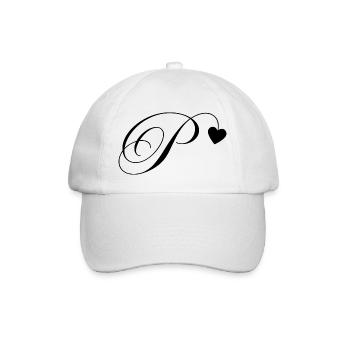 Letter p heart calligraphy - Baseball Cap - white/white - Front