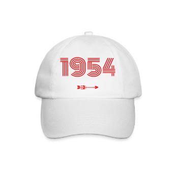 Jahrgang 1954 - Baseballkappe - Weiß/Weiß - Vorne