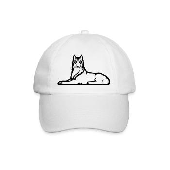 Loup tchétchène solitaire - Une couleur noire - Casquette classique - blanc/blanc - Devant