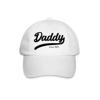 Daddy Since 2024 - Stilvolles Vater T-Shirt - Baseballkappe - Weiß/Weiß - Vorne