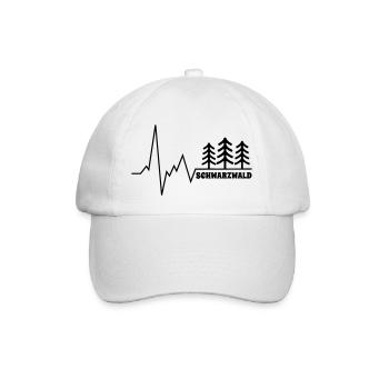 Mein Herz schlägt Schwarzwald EKG - Baseballkappe - Weiß/Weiß - Vorne