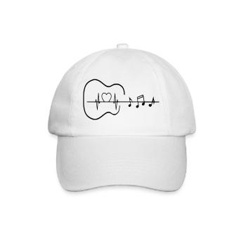 Gitarre mit Herzschlag und Noten * - Baseballkappe - Weiß/Weiß - Vorne