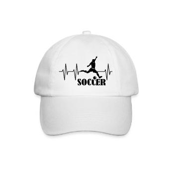 soccer Fußballspiieler Puls Herzschlag Fußball - Baseballkappe - Weiß/Weiß - Vorne