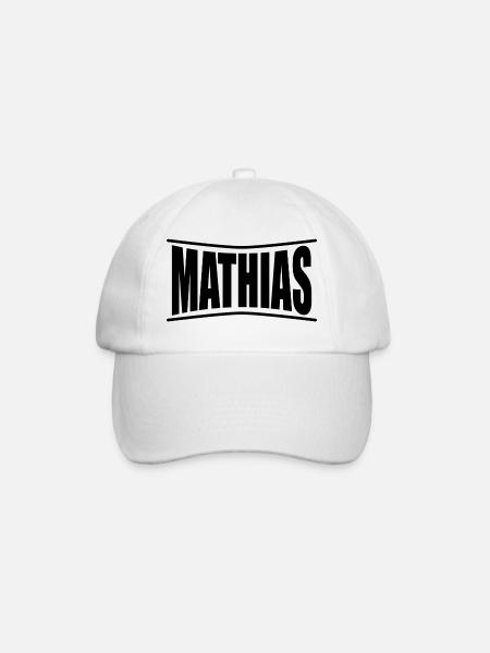 T-Shirt Mathias T-Shirt Geschenkidee - Baseballkappe - Weiß/Weiß