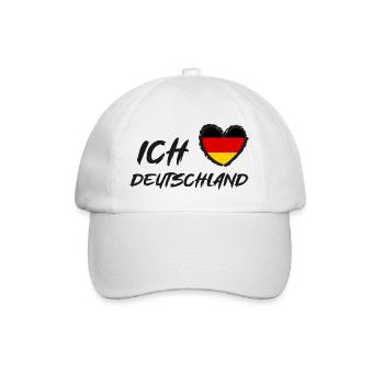 Ich liebe Deutschland Herz Flagge - Baseballkappe - Weiß/Weiß - Vorne