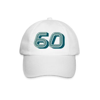 60. 60 YEARS. 60th ANNIVERSARY. 60TH BIRTHDAY. - Baseball Cap - white/white - Front