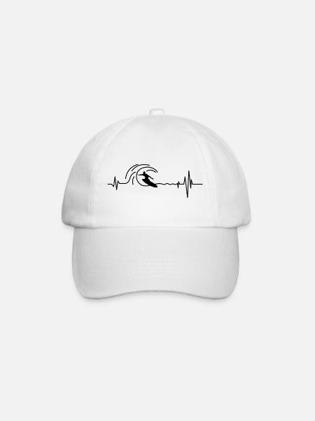 Surf Herzschlag Surfen Surfer - Baseballkappe - Weiß/Weiß