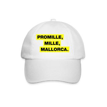 Promille, Mille, Malle - Baseballkappe - Weiß/Weiß - Vorne