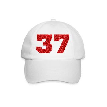 Number 37 Red Glitter - 37th Anniversary - Baseball Cap - white/white - Front