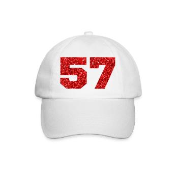 Number 57 Red Glitter - 57th Anniversary - Baseball Cap - white/white - Front