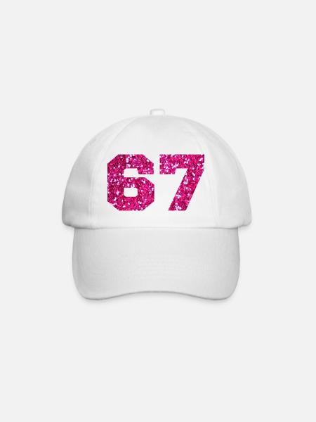 Numéro 67 paillettes rose - 67e anniversaire - Baseballkasket - hvid/hvid