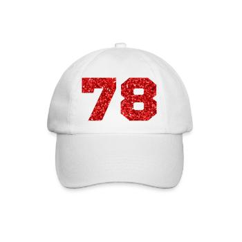 Number 78 Red Glitter - 78th Anniversary - Baseball Cap - white/white - Front