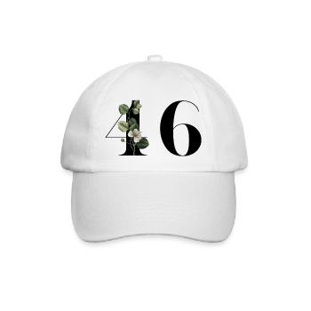 Numéro 46 floral vert - 46e anniversaire floral - Casquette classique - blanc/blanc - Devant