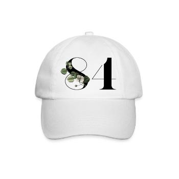 Nummer 84 Blumengrün - 84. Blumengeburtstag - Baseballkappe - Weiß/Weiß - Vorne