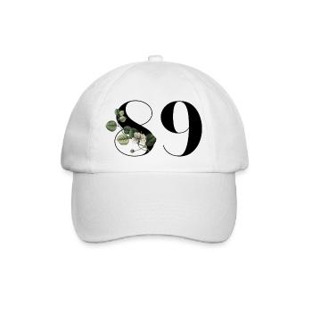 Numéro 89 floral vert - 89e anniversaire floral - Casquette classique - blanc/blanc - Devant