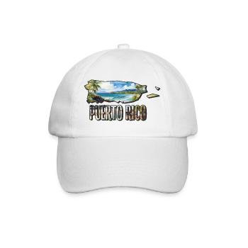 Aquarell Landkarte Puerto Rico - Baseballkappe - Weiß/Weiß - Vorne