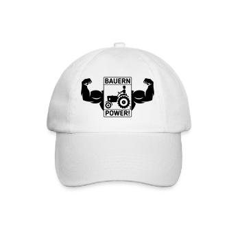 Bauern Power! (Landwirt Bauer Trecker Traktor / B) - Baseballkappe - Weiß/Weiß - Vorne