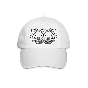 2 sucettes chats Deux petits frères et sœurs jumeaux - Casquette classique - blanc/blanc - Devant