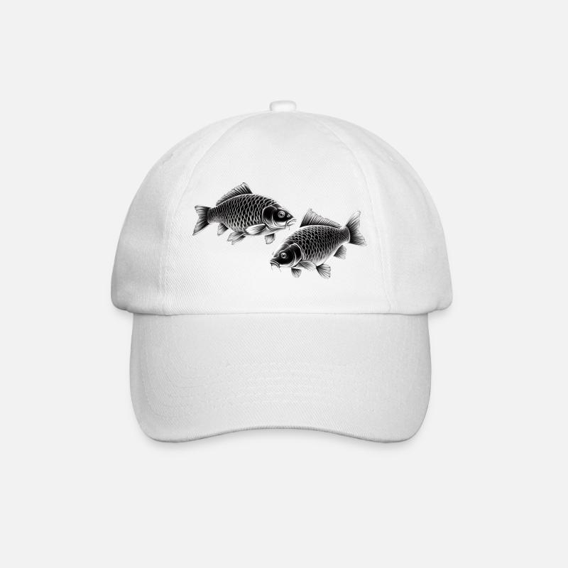 Dessin à la craie de la carpe - Casquette classique - blanc/blanc