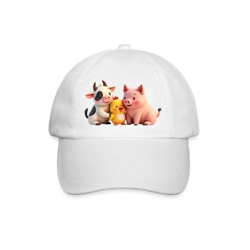 Animaux Mignons, Vache, Poussin, Cochon - Casquette classique - blanc/blanc - Devant