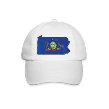 Pennsylvania Flagge in der Pennsylvania Landkarte - Baseballkappe - Weiß/Weiß - Vorne
