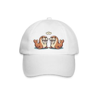seehund love - Baseballkappe - Weiß/Weiß - Vorne