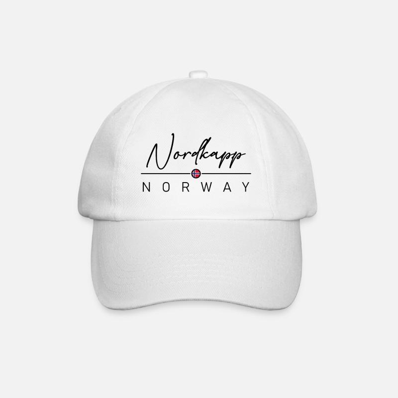 Norwegen - Nordkapp - Norge - Norway - Baseballkappe - Weiß/Weiß