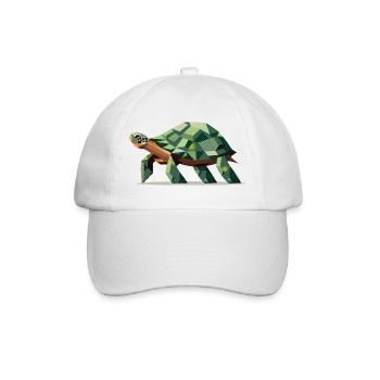 stilisierte Schildkröte im polygonalen Design - Baseballkappe - Weiß/Weiß - Vorne
