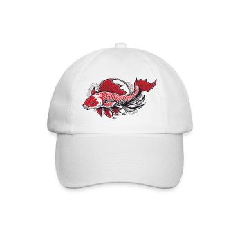 Roter Koi Fisch Illustration - Baseballkappe - Weiß/Weiß - Vorne