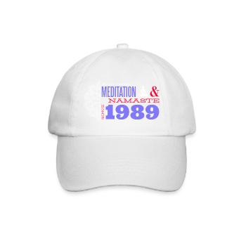 Meditieren seit 1989 - 36 Jahre heitere Weisheit - Baseballkappe - Weiß/Weiß - Vorne