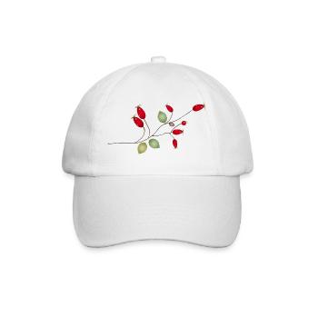 Branche avec églantier et feuilles filigranes - Casquette classique - blanc/blanc - Devant