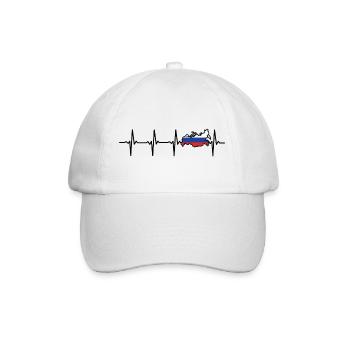 Heartbeat Russia Map Gift for Russians - Baseball Cap - white/white - Front