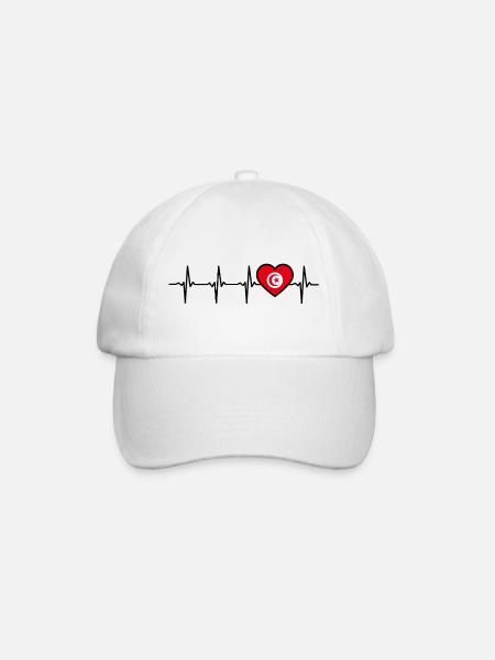 Tunisie Heartbeat Drapeau Tunisien - Casquette classique - blanc/blanc