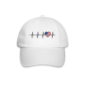 Amerika Herzschlag USA Geschenk fuer Amerikaner - Baseballkappe - Weiß/Weiß - Vorne