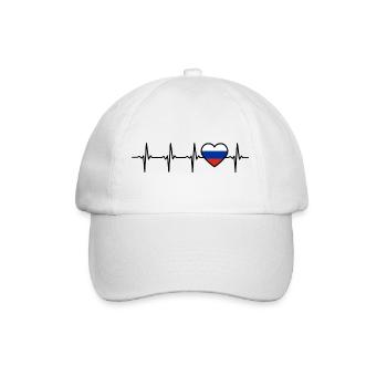 Russia Heartbeat Gift for Russians - Baseball Cap - white/white - Front