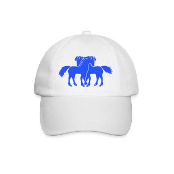 2 Pferde Team Pony Fohlen Pärchen Verliebt Freunde - Baseballkappe - Weiß/Weiß - Vorne