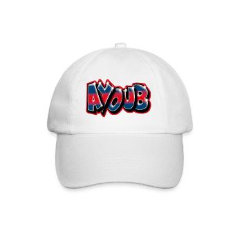 Graffiti Vorname AYOUB von Max le Tagueur - Baseballkappe - Weiß/Weiß - Vorne